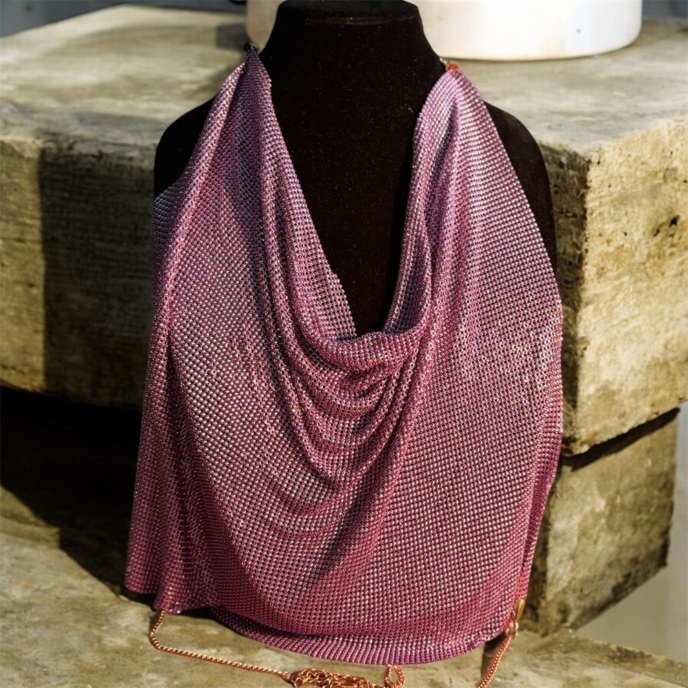 Chic Purple Mesh Bling halter